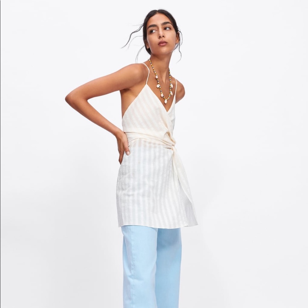 Zara striped sleeveless blouse